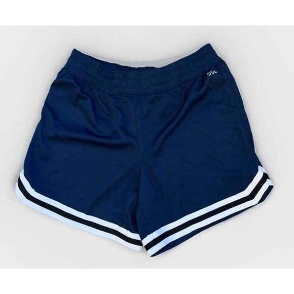 DSG Girls Navy Mesh Shorts Mid Rise Striped Hem Performance Fit Size Large (14) - Picture 1 of 6